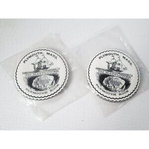 16 Vintage Plymouth Massachusetts The Mayflower Coasters Japan Barware 1960s NOS
